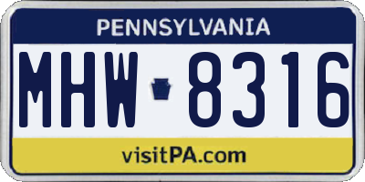 PA license plate MHW8316