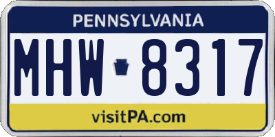 PA license plate MHW8317