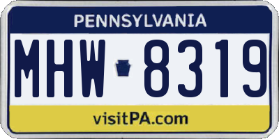 PA license plate MHW8319