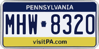 PA license plate MHW8320