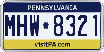 PA license plate MHW8321