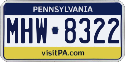 PA license plate MHW8322