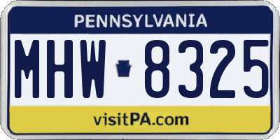 PA license plate MHW8325