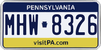 PA license plate MHW8326