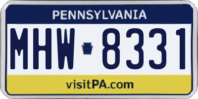 PA license plate MHW8331