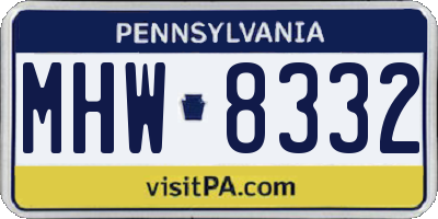 PA license plate MHW8332