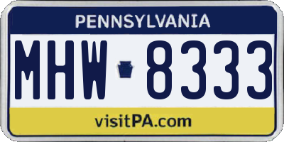 PA license plate MHW8333