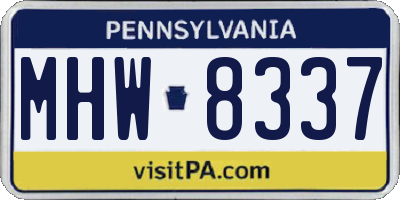 PA license plate MHW8337