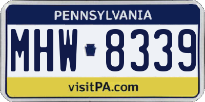 PA license plate MHW8339