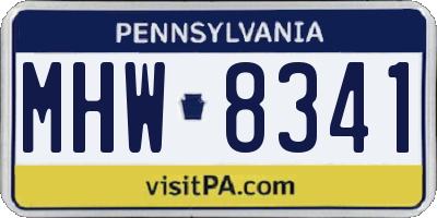PA license plate MHW8341