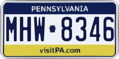 PA license plate MHW8346