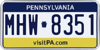 PA license plate MHW8351