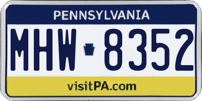 PA license plate MHW8352