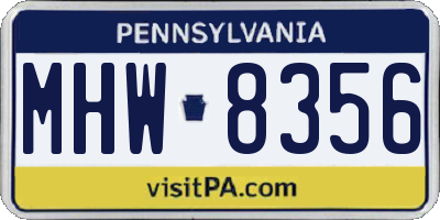 PA license plate MHW8356