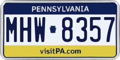 PA license plate MHW8357