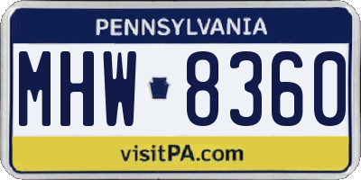 PA license plate MHW8360
