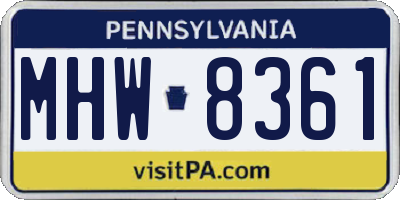 PA license plate MHW8361