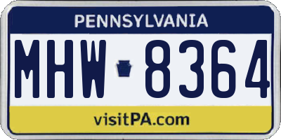 PA license plate MHW8364