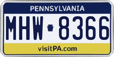 PA license plate MHW8366