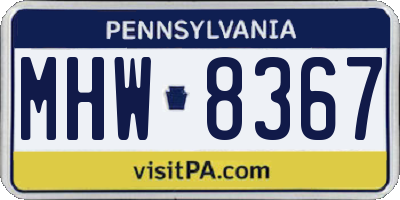 PA license plate MHW8367