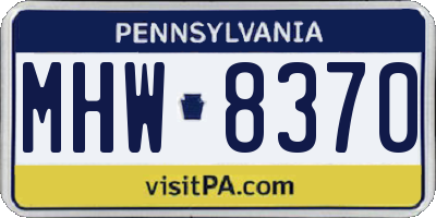 PA license plate MHW8370
