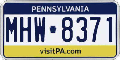 PA license plate MHW8371