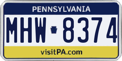 PA license plate MHW8374
