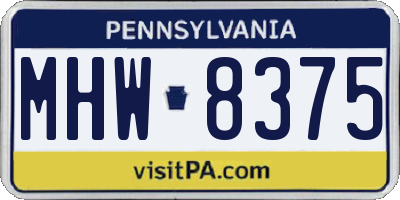 PA license plate MHW8375