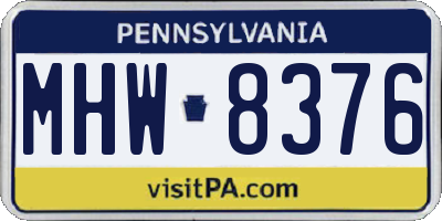 PA license plate MHW8376