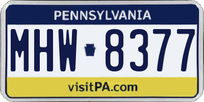 PA license plate MHW8377