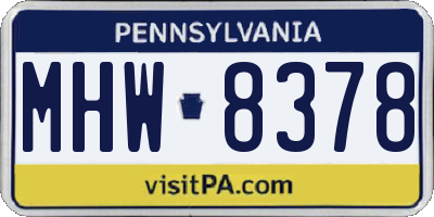 PA license plate MHW8378