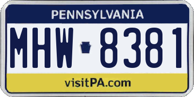 PA license plate MHW8381