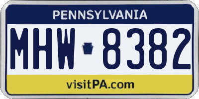 PA license plate MHW8382