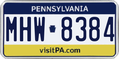 PA license plate MHW8384