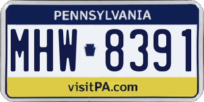 PA license plate MHW8391