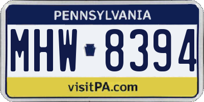 PA license plate MHW8394