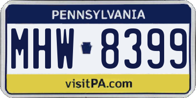 PA license plate MHW8399