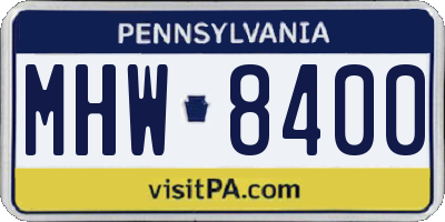 PA license plate MHW8400