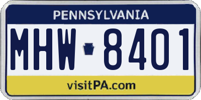 PA license plate MHW8401