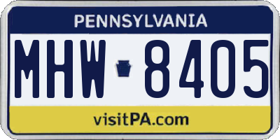 PA license plate MHW8405