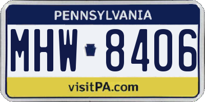 PA license plate MHW8406