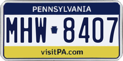 PA license plate MHW8407