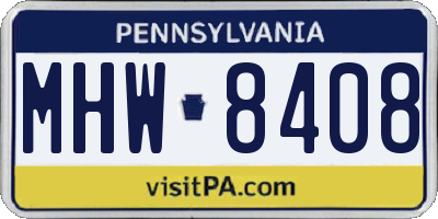 PA license plate MHW8408