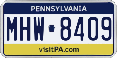 PA license plate MHW8409