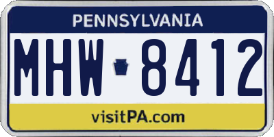 PA license plate MHW8412