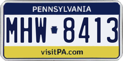 PA license plate MHW8413