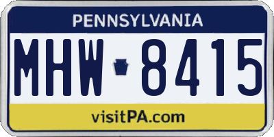 PA license plate MHW8415