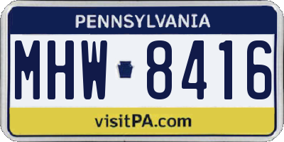 PA license plate MHW8416