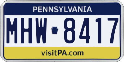 PA license plate MHW8417