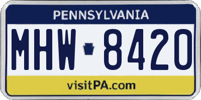 PA license plate MHW8420